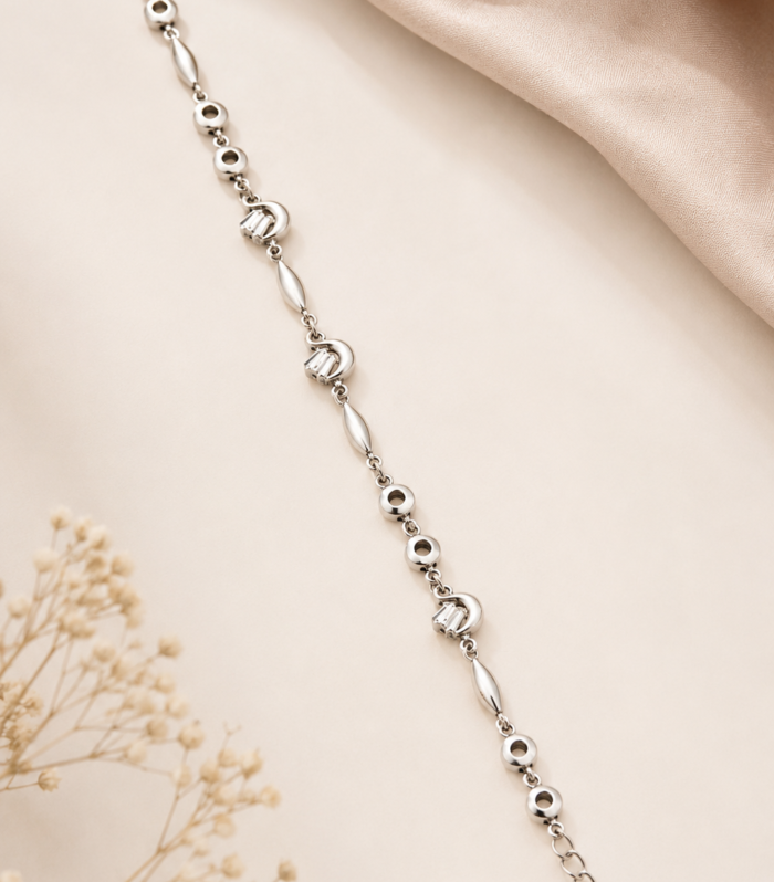 Beaded Link Bracelet 925 Sterling Silver timeless elegance