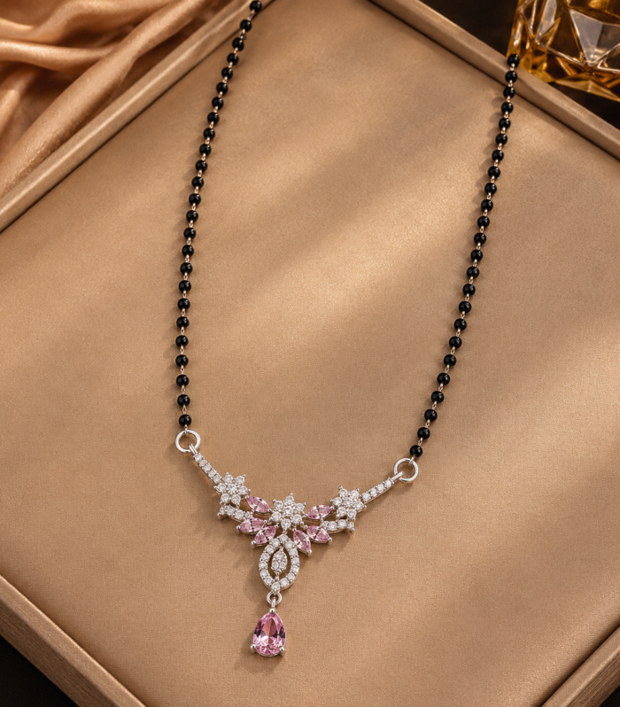 Pink Sapphire Mangalsutra 925 Sterling Silver