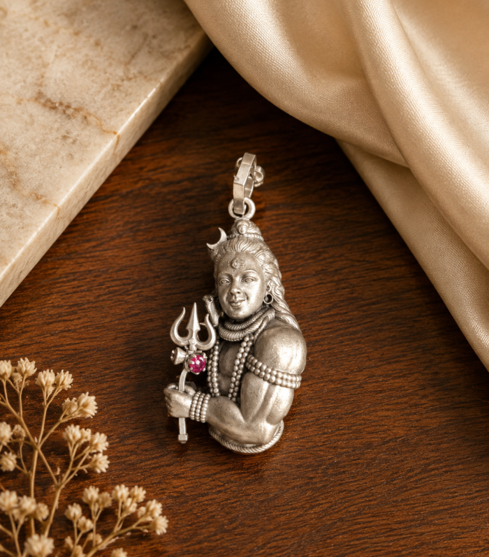 Lord Shiva Pendant Mahadev Trishul Hindu God 925 Sterling Silver Jewelry