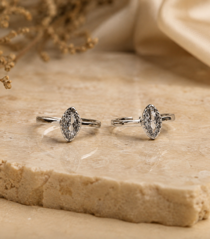 Marquise Cut CZ Adjustable Toe Ring Elegant Open Band Minimal Look