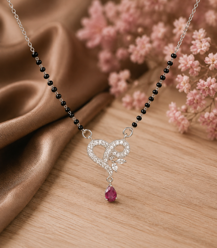 Pear Cut Ruby Heart Mangalsutra classic wedding gift