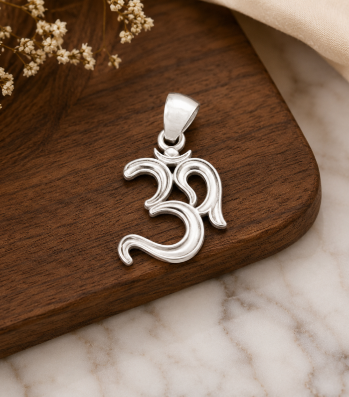 925 Sterling Silver Om Symbol Pendant Hindu Spiritual Meditation Jewelry