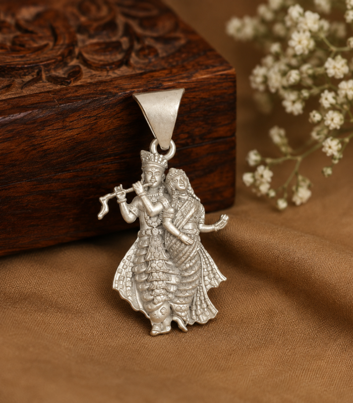 Sterling Silver Radha Krishna Pendant Jewelry