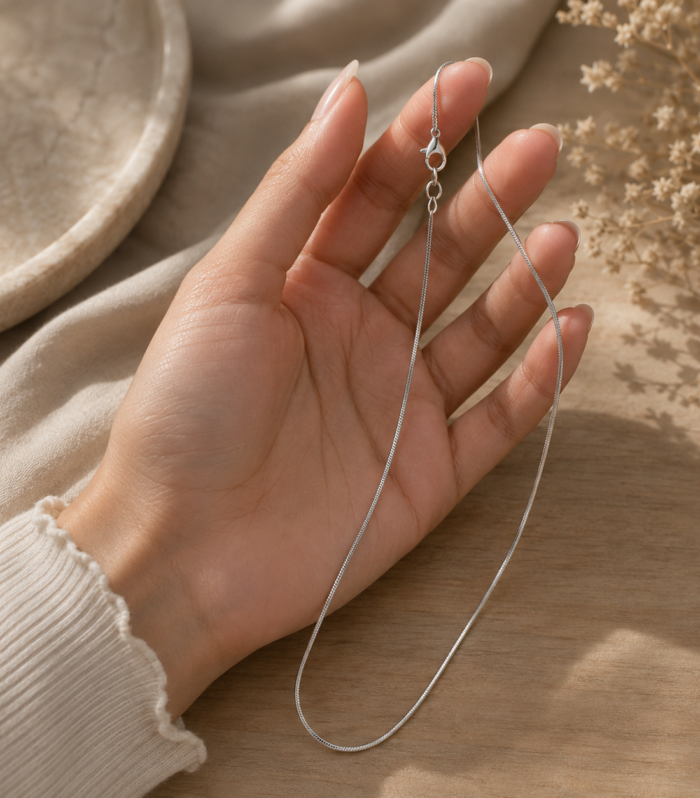 Snake Chain Necklace Adjustable Minimalist Dainty Silver Chain