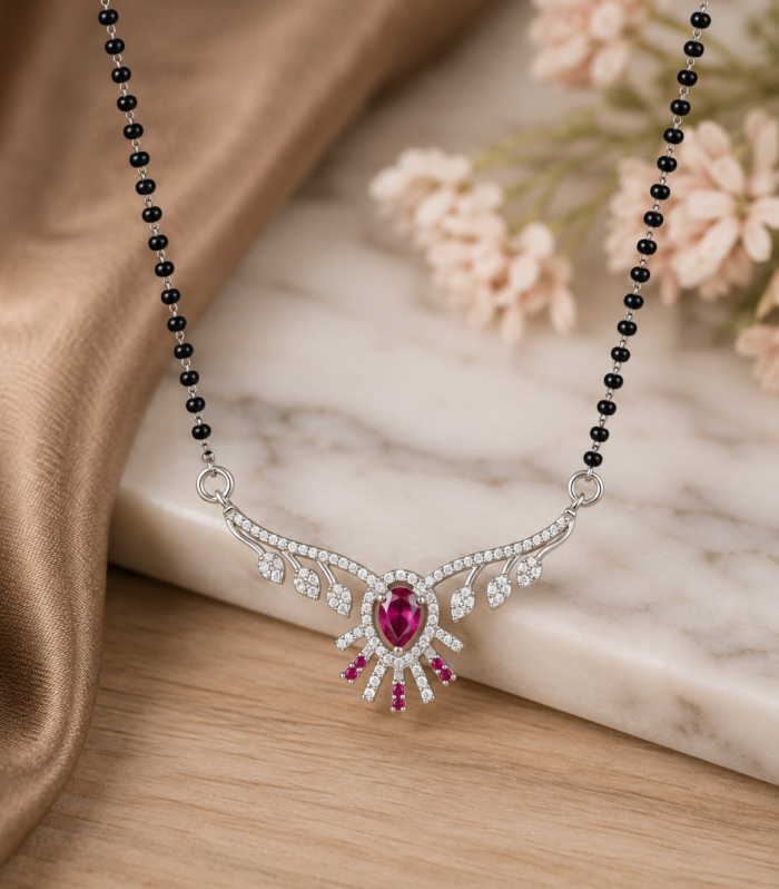 Ruby Mangalsutra 925 Sterling Silver Bridal Wear