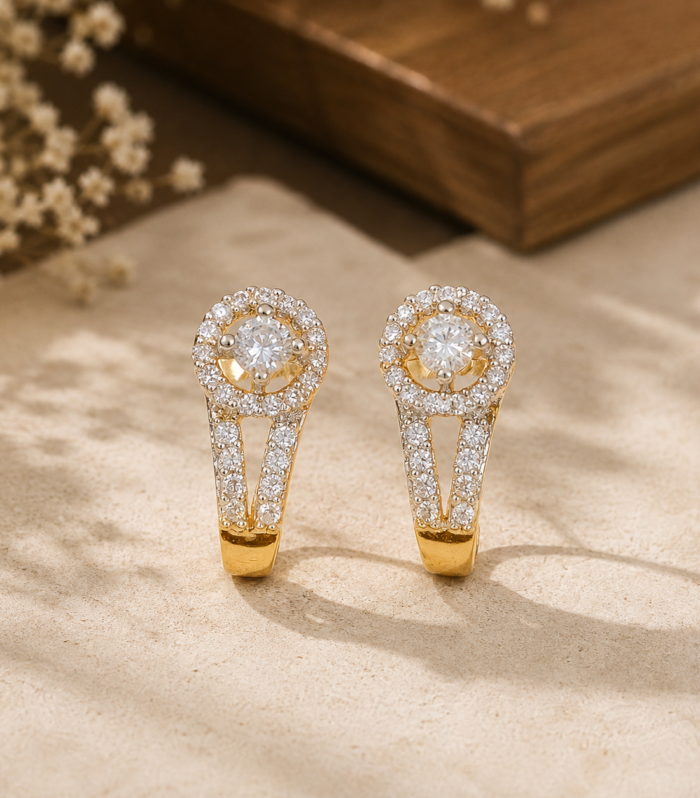 Round CZ Diamond 925 Sterling Silver Elegant Drop Earrings