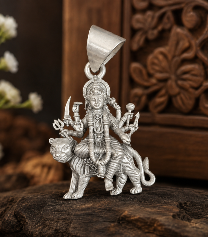 925 Sterling Silver Goddess Durga Pendant Spiritual Hindu Goddess Jewelry