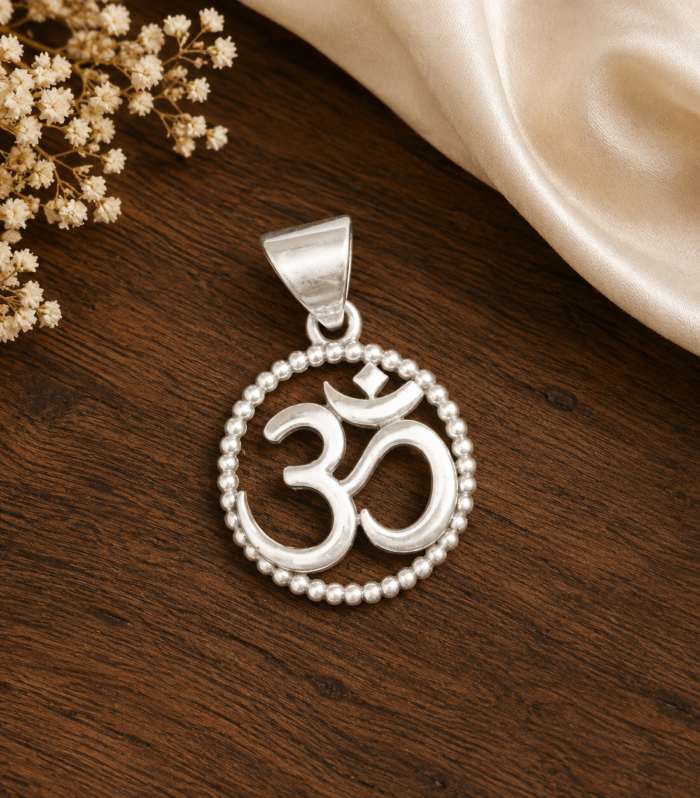 Meditation Jewelry Gift 925 Sterling Silver Om Pendant Hindu Spiritual Symbol