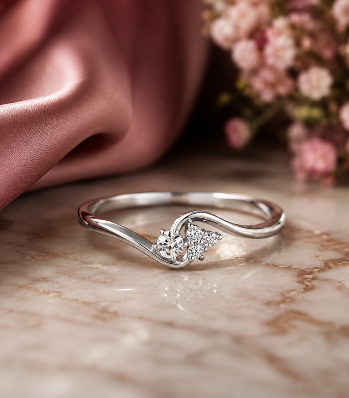 CZ Infinity Bypass Ring in 925 Sterling Silver Delicate Open Band Wedding Ring