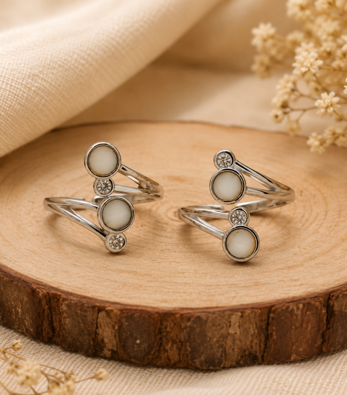 Minimalist Toe Ring with CZ 925 Sterling Silver Adjustable Open Band