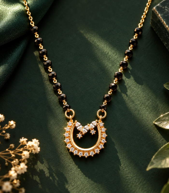 Floral Crescent 925 Sterling Silver Mangalsutra