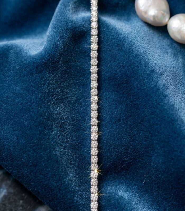 Tennis Bracelet 925 Sterling Silver Cubic Zirconia Classic Round Cut Sparkling Line Bracelet