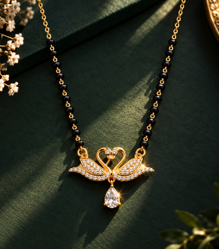 Swan Heart 925 Sterling Silver Mangalsutra