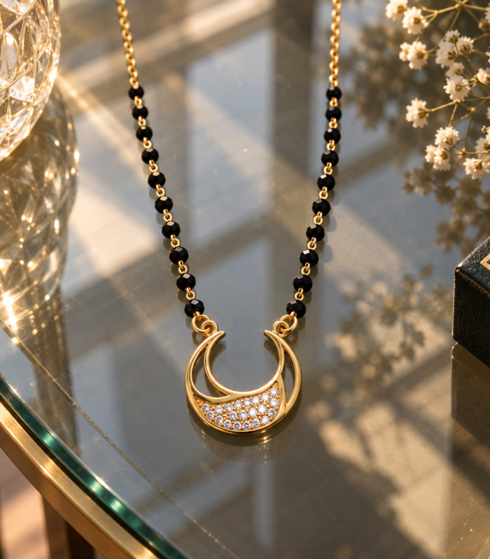 Crescent Grace 925 Sterling Silver Mangalsutra