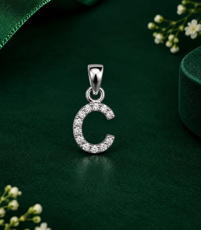 Cubic Zirconia Alphabet Charm Personalized Jewelry Letter C Pendant