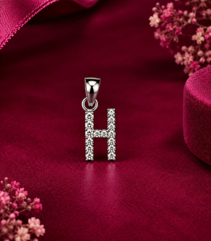 Letter H Pendant 925 Sterling Silver Cubic Zirconia Alphabet