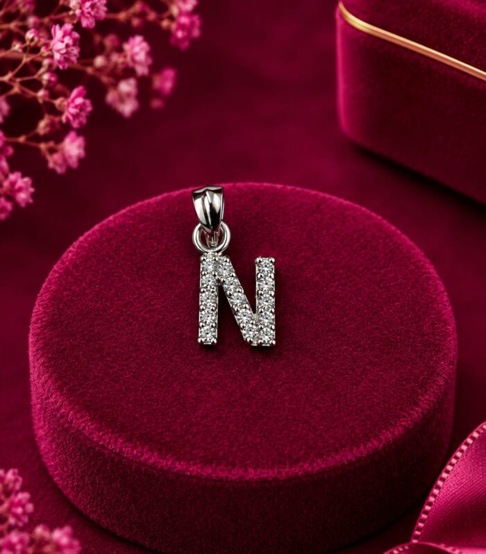 Minimalist Initial Jewelry N Pendant 925 Sterling Silver Alphabet Charm