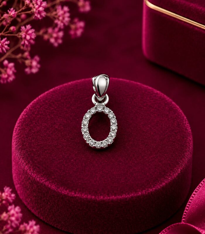 Letter O Pendant 925 Sterling Silver Clear Cubic Zirconia Alphabet Charm pendant