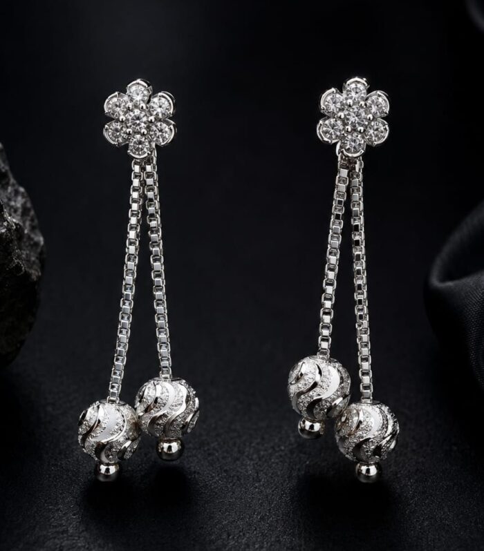 CZ Diamond Noir Bloom CZ Cascade Earrings