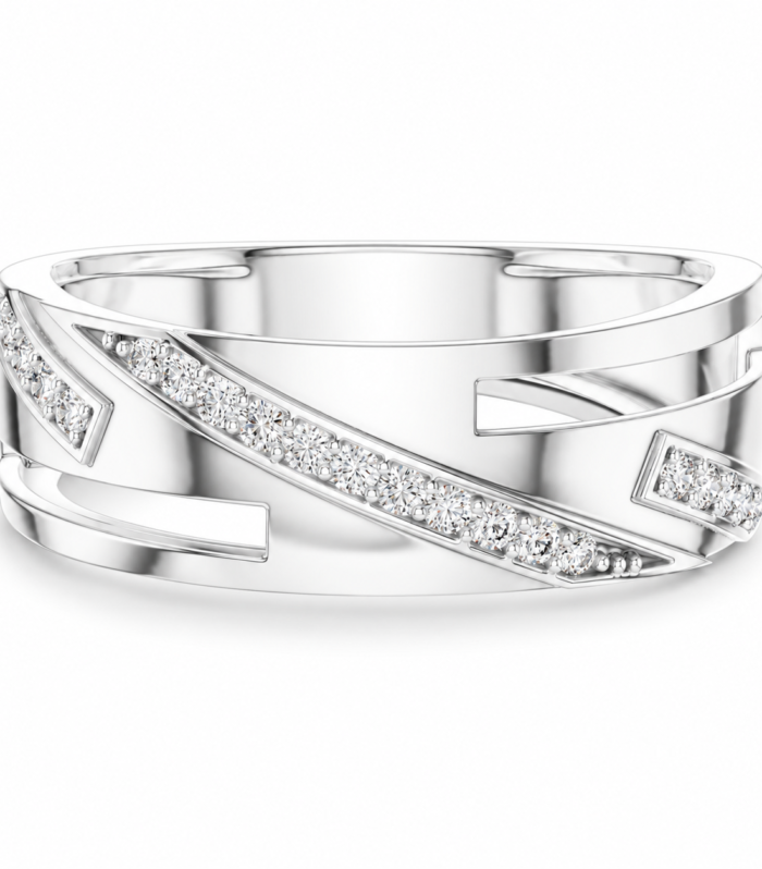 3.4CT Round Cut Modern Moissanite Crossover Ring 14K White Gold Plated